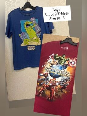 Set of 2 BOYS Tshirts Sz 10-12/large, Rugrats and Universal Orlando Marvel